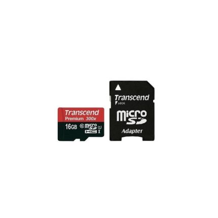 Transcend 16GB Premium micro SDHC UHS-I Memory Card with SD Adapter